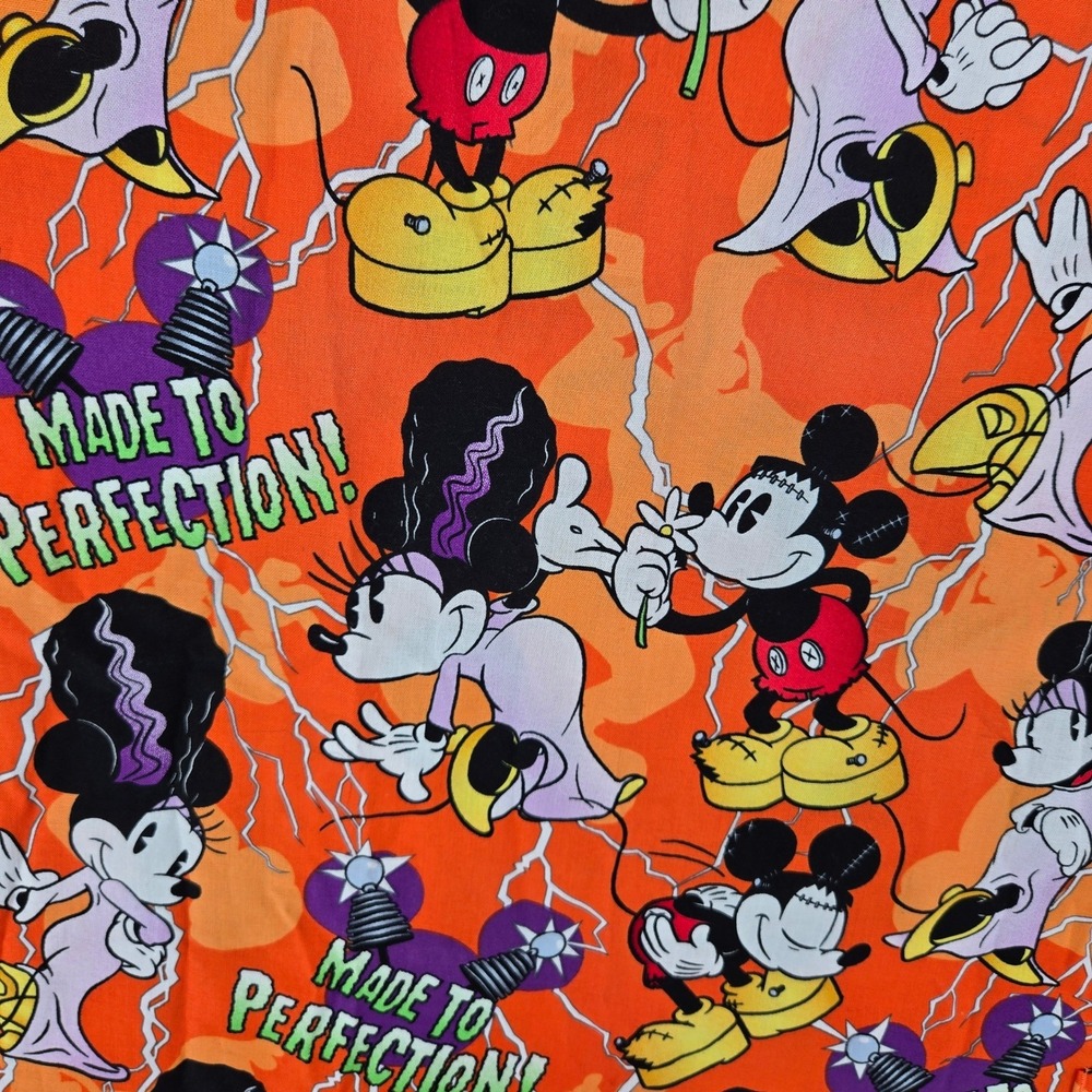 Disney NEW 3XL Mickey Minnie Frankenstein Halloween Scrub Top‎ Womens Orange - Picture 8 of 10